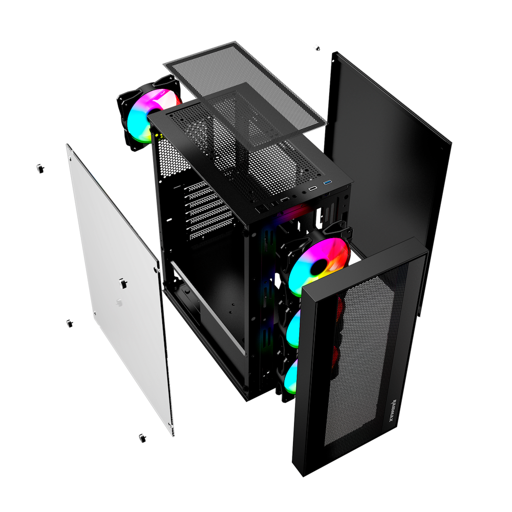 Kuciste Raidmax Vector 100 Black 4 x RGB fan/Window/650W